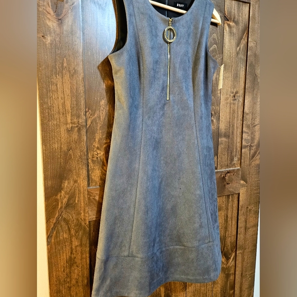 NWT - DKNY  "Faux Suede Mini Flare Dress" - Picture 1 of 10